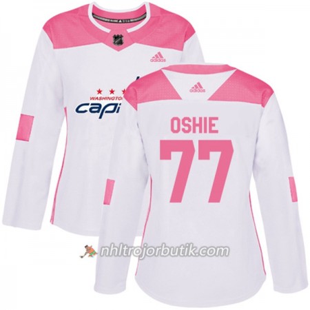 Dame Ishockey Washington Capitals Tröja T.J. Oshie 77 Adidas 2017-2018 Vit Rosa Fashion Authentic